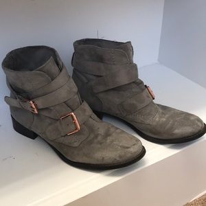 Grey suede booties